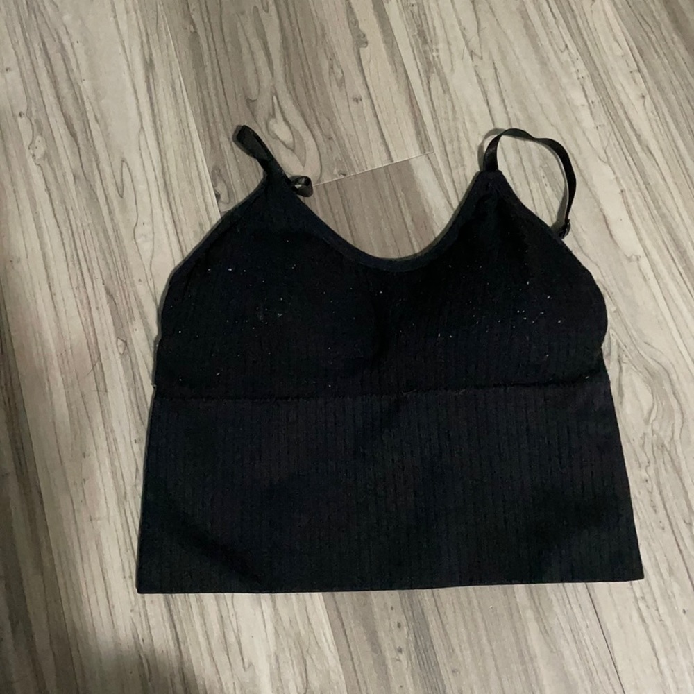 Black sports bra.